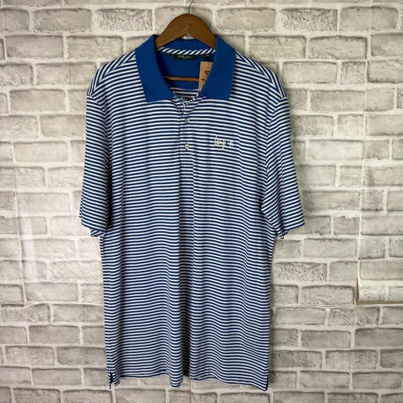 Bobby Jones x We-Ko-Pa Royal Blue Striped All Pima Cotton Golf Polo Mens XL NWT - Picture 2 of 8
